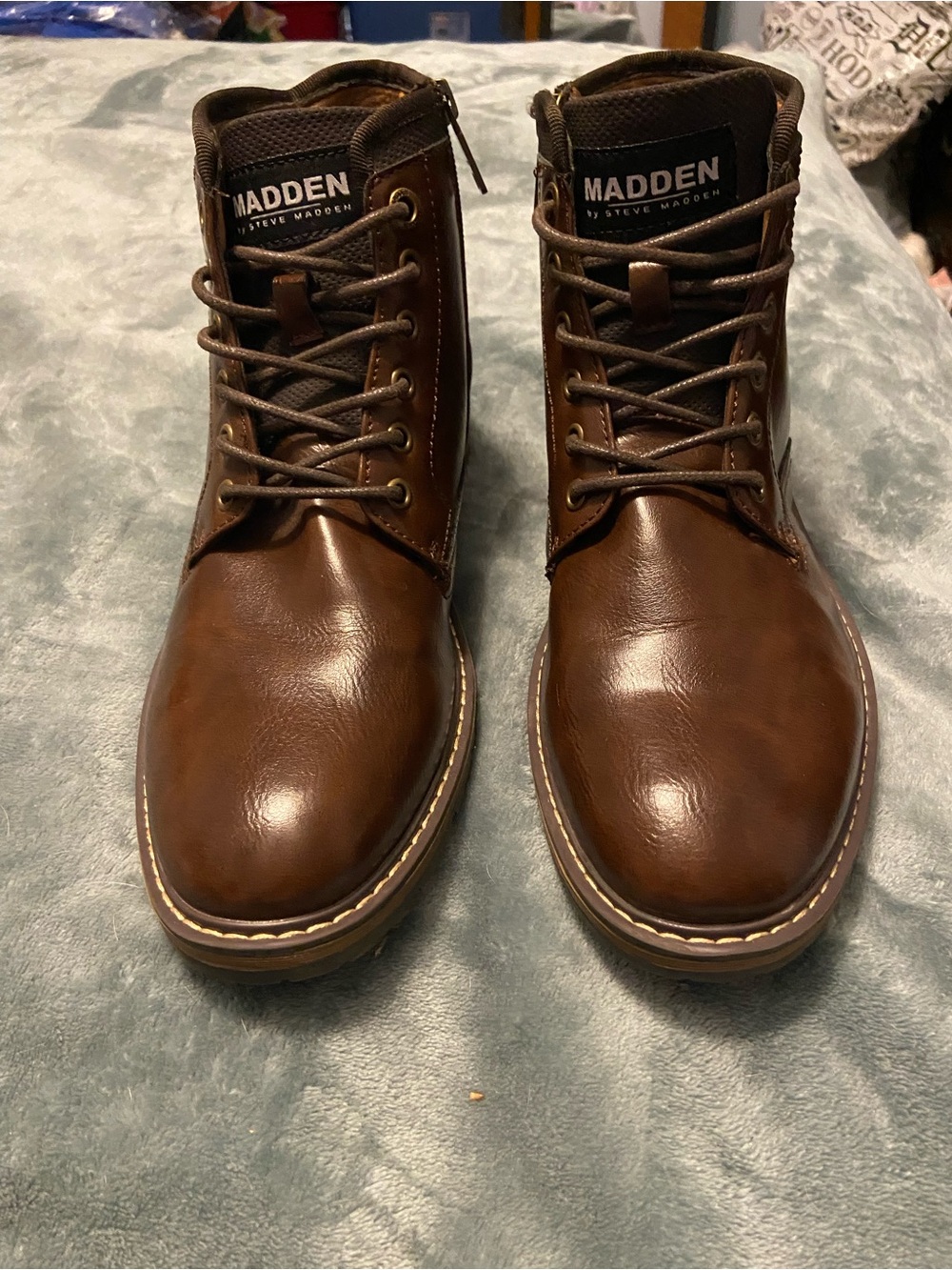 Steve Madden Brown Leather Lace-Up Ankle Boots